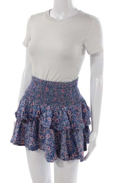 Cleobella Women Mini Blue Floral Cotton Skort Bohemian Size S