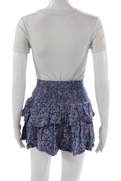 Cleobella Women Mini Blue Floral Cotton Skort Bohemian Size S