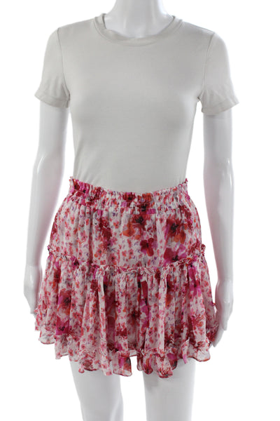 Misa Women Multicolor Floral Mini Skirt 100% Polyester Pull On Size S