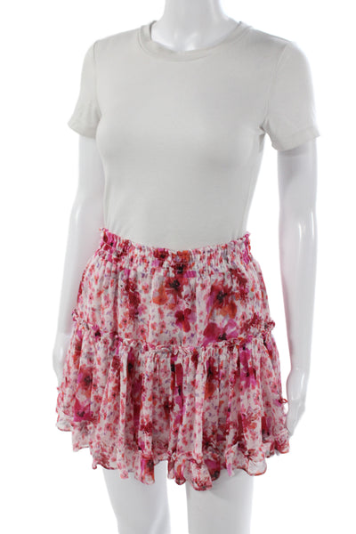 Misa Women Multicolor Floral Mini Skirt 100% Polyester Pull On Size S