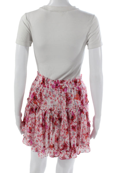 Misa Women Multicolor Floral Mini Skirt 100% Polyester Pull On Size S