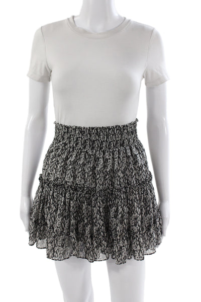 Misa Women Black Animal Print Viscose Mini Skirt Boho Size XS