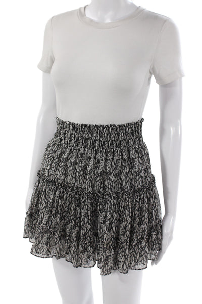 Misa Women Black Animal Print Viscose Mini Skirt Boho Size XS
