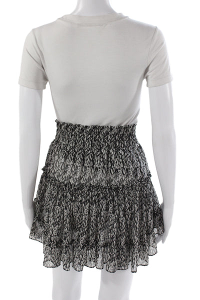 Misa Women Black Animal Print Viscose Mini Skirt Boho Size XS