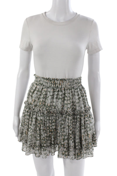 Misa Women Green Floral Mini Skirt Size S
