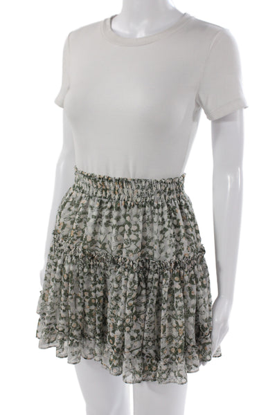 Misa Women Green Floral Mini Skirt Size S