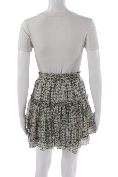 Misa Women Green Floral Mini Skirt Size S