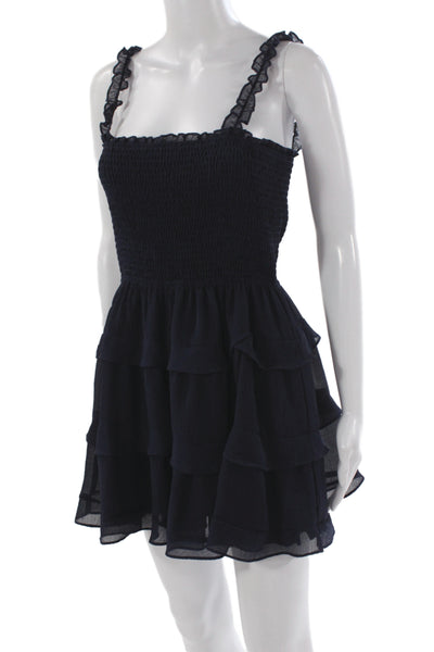Olive & Bettes Womens Black Boho Mini Dress Square Neck Sleeveless Size S
