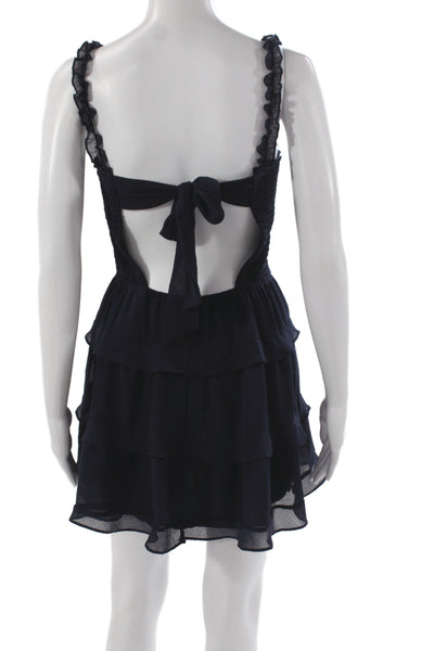 Olive & Bettes Womens Black Boho Mini Dress Square Neck Sleeveless Size S