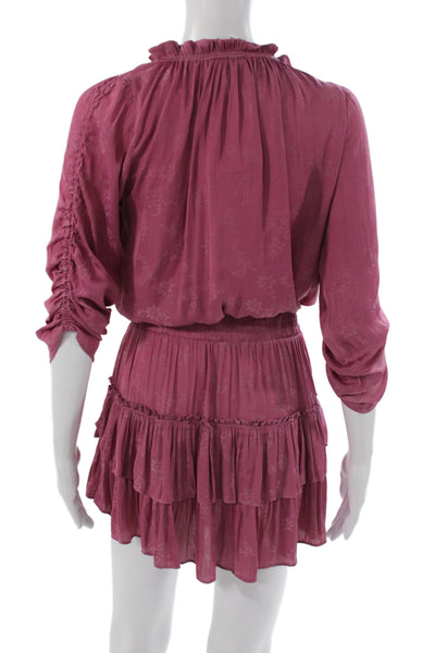 Skylar + Madison Womens Mini Floral Pink Dress 3/4 Sleeve Round Neck Size S