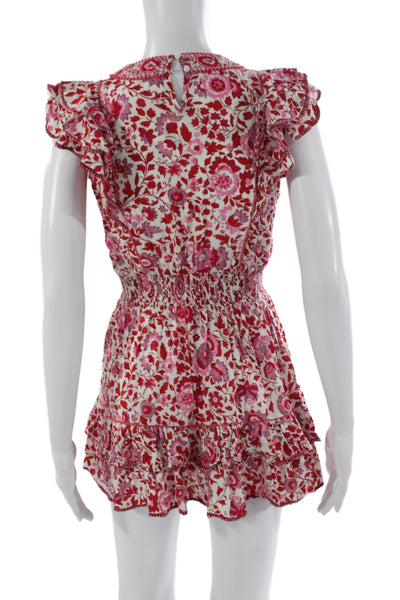 Poupette St. Barth Womens Floral V-Neck Mini Dress Viscose Size XL
