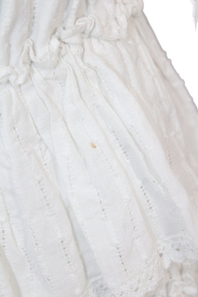 Misa Women White Cotton Mini Dress Sleeveless Round Neck Bohemian Size XS