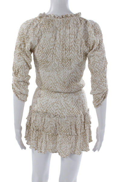 Skylar + Madison Women Romper Beige Animal Print V-Neck 3/4 Sleeve Size S