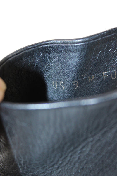 Vince Womens Block Heel Single Strap Leather Slide Sandals Black Size 9