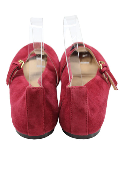 Madewell Womens Double Strap Suede Mary Jane Ballet Flats Red Size 9