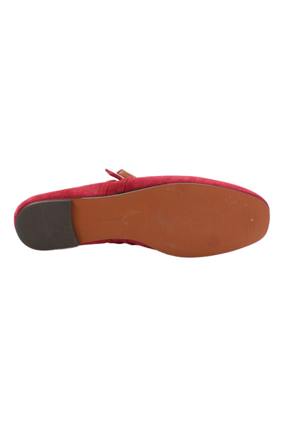 Madewell Womens Double Strap Suede Mary Jane Ballet Flats Red Size 9