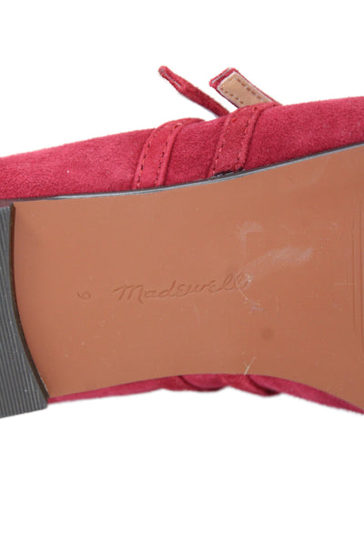 Madewell Womens Double Strap Suede Mary Jane Ballet Flats Red Size 9