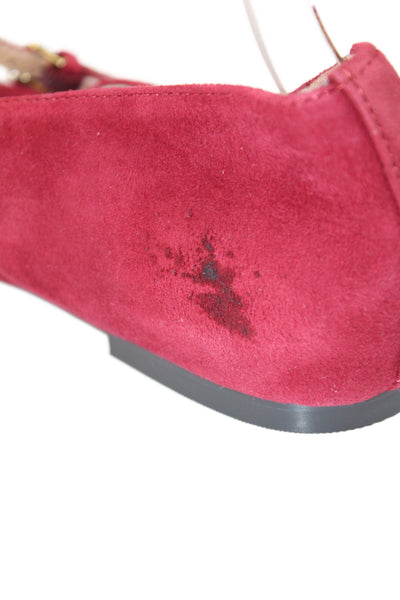 Madewell Womens Double Strap Suede Mary Jane Ballet Flats Red Size 9