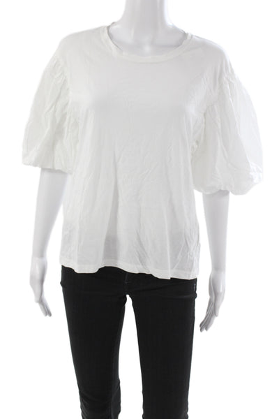 ALC Womens White Basic Cotton Crew Neck Short Sleeve T-Shirt Size M
