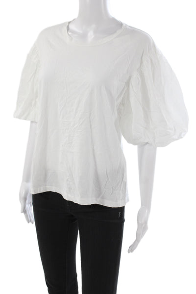 ALC Womens White Basic Cotton Crew Neck Short Sleeve T-Shirt Size M