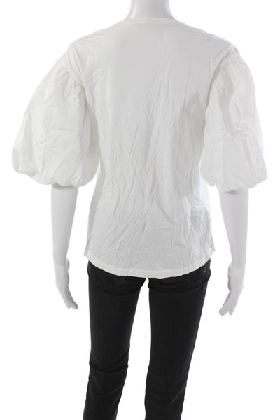 ALC Womens White Basic Cotton Crew Neck Short Sleeve T-Shirt Size M