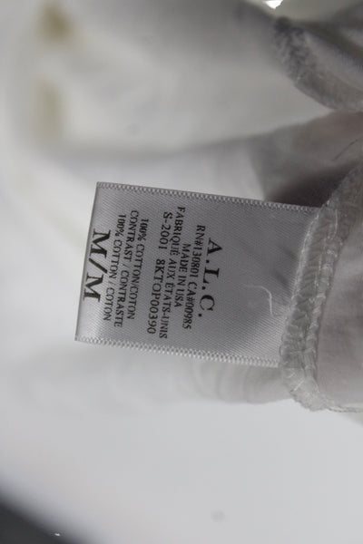 ALC Womens White Basic Cotton Crew Neck Short Sleeve T-Shirt Size M