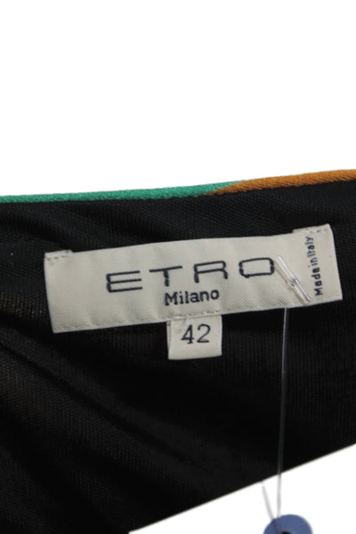 Etro Women Sheath One Shoulder Dress Multicolor 3/4 Sleeve Knee Length Size 42