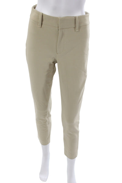 Vince Womens Ankle Pants Beige Cotton Blend Button Closure Size 4