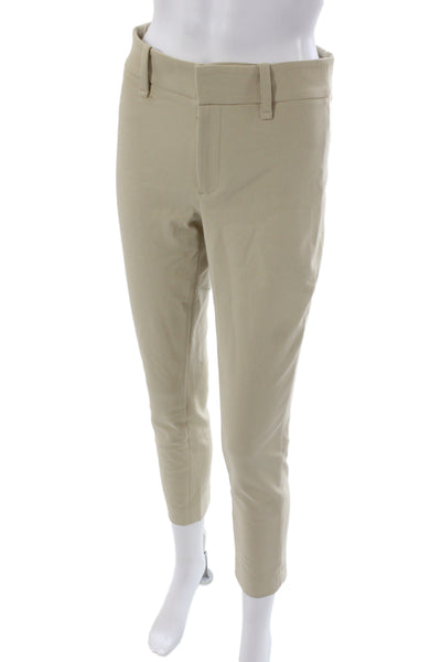 Vince Womens Ankle Pants Beige Cotton Blend Button Closure Size 4