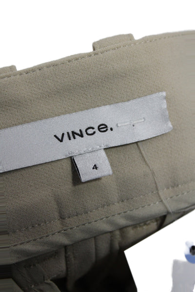 Vince Womens Ankle Pants Beige Cotton Blend Button Closure Size 4