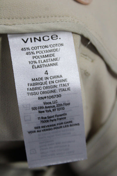 Vince Womens Ankle Pants Beige Cotton Blend Button Closure Size 4
