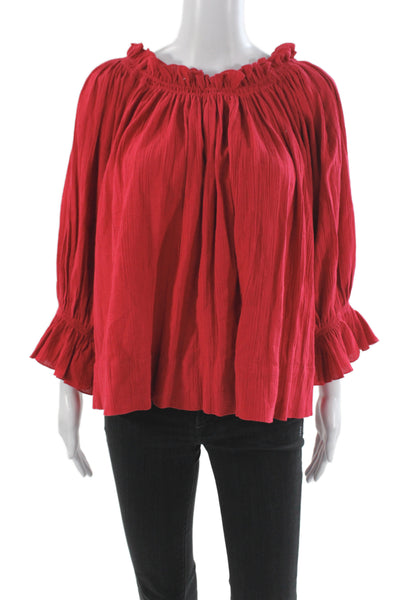 Suzie Kondi Womens Red Cotton Off Shoulder Tunic 3/4 Sleeve Size S
