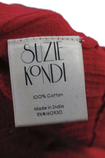 Suzie Kondi Womens Red Cotton Off Shoulder Tunic 3/4 Sleeve Size S