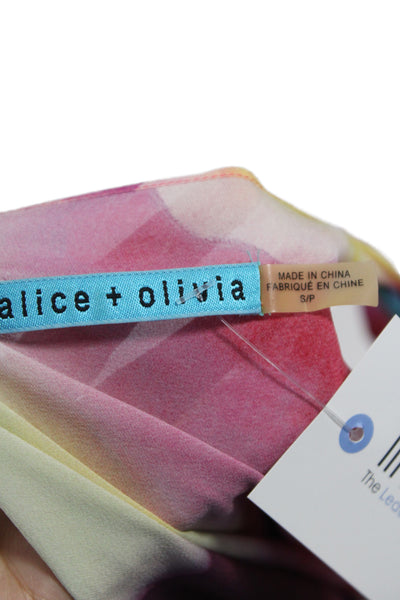 Alice + Olivia Womens Multicolor Silk Boat Neck Short Sleeve Blouse Size S