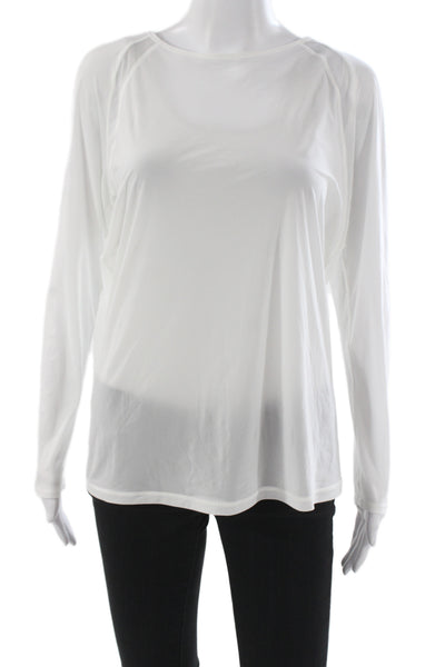 Lululemon Women Pullover Casual Long Sleeve Round Neck White Polyester Size 6