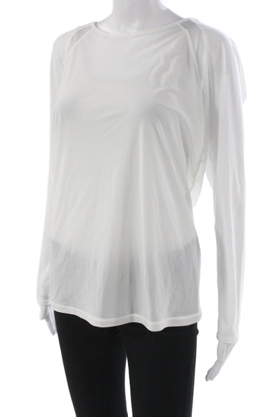 Lululemon Women Pullover Casual Long Sleeve Round Neck White Polyester Size 6