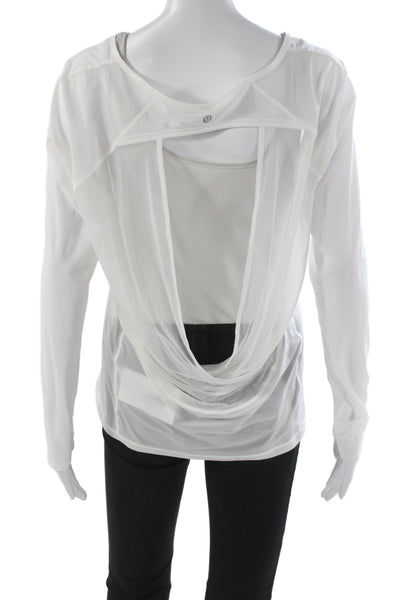 Lululemon Women Pullover Casual Long Sleeve Round Neck White Polyester Size 6
