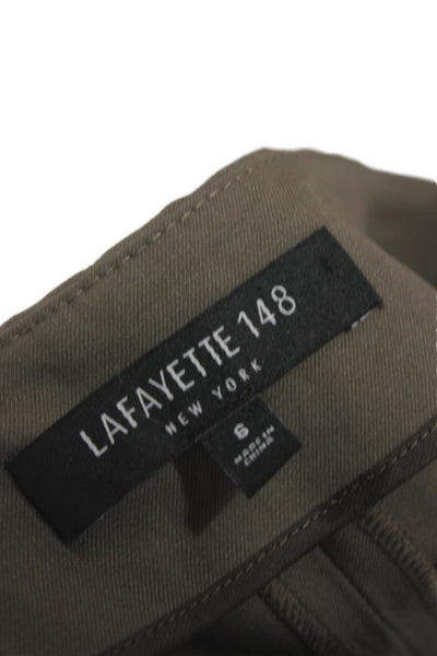 Lafayette 148 New York Womens Dress Pants Brown Wool Zip Size 6