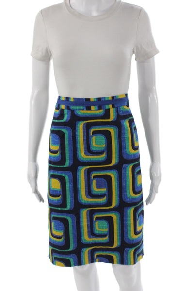 Boden Womens Black Geometric Straight Pencil Skirt Cotton Knee Length Size 10
