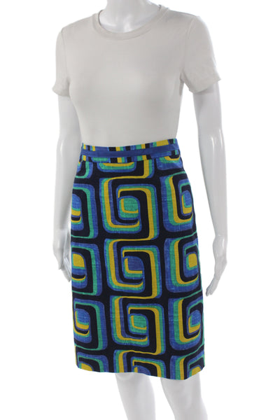 Boden Womens Black Geometric Straight Pencil Skirt Cotton Knee Length Size 10