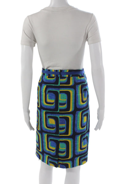 Boden Womens Black Geometric Straight Pencil Skirt Cotton Knee Length Size 10