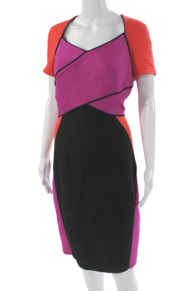 Nue By Shani Womens Sheath Dress Black Sweetheart Short Sleeve Knee Size 10