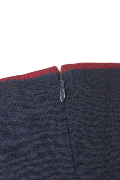 Brooks Brothers Womens Sheath Dress Blue Merino Wool Midi Sleeveless Size XS