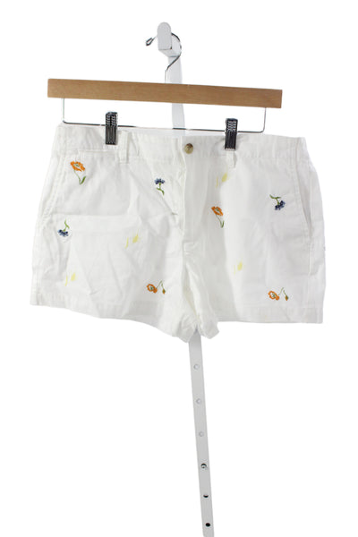 Polo Ralph Lauren Womens Chino Shorts White Floral Cotton Button Size 2
