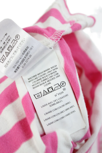 Polo Ralph Lauren Girls Short Sleeve Striped Shirt Dress Pink White Size 6