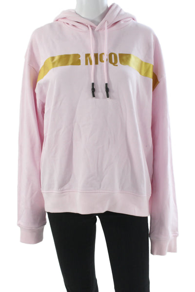 McQ by Alexander McQueen Womens Pullover Hoodie Pink Crew Neck Cotton Size L