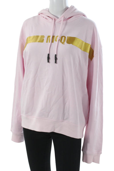 McQ by Alexander McQueen Womens Pullover Hoodie Pink Crew Neck Cotton Size L