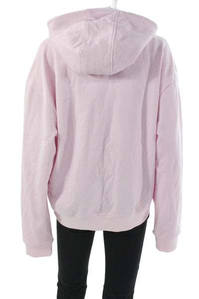 McQ by Alexander McQueen Womens Pullover Hoodie Pink Crew Neck Cotton Size L