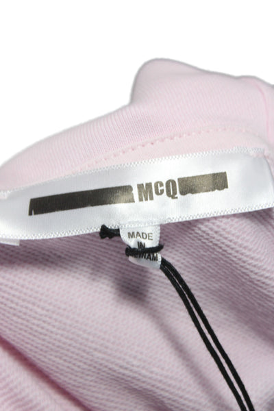 McQ by Alexander McQueen Womens Pullover Hoodie Pink Crew Neck Cotton Size L