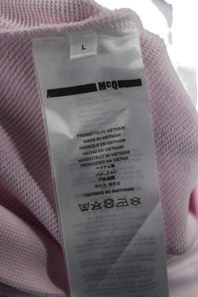 McQ by Alexander McQueen Womens Pullover Hoodie Pink Crew Neck Cotton Size L